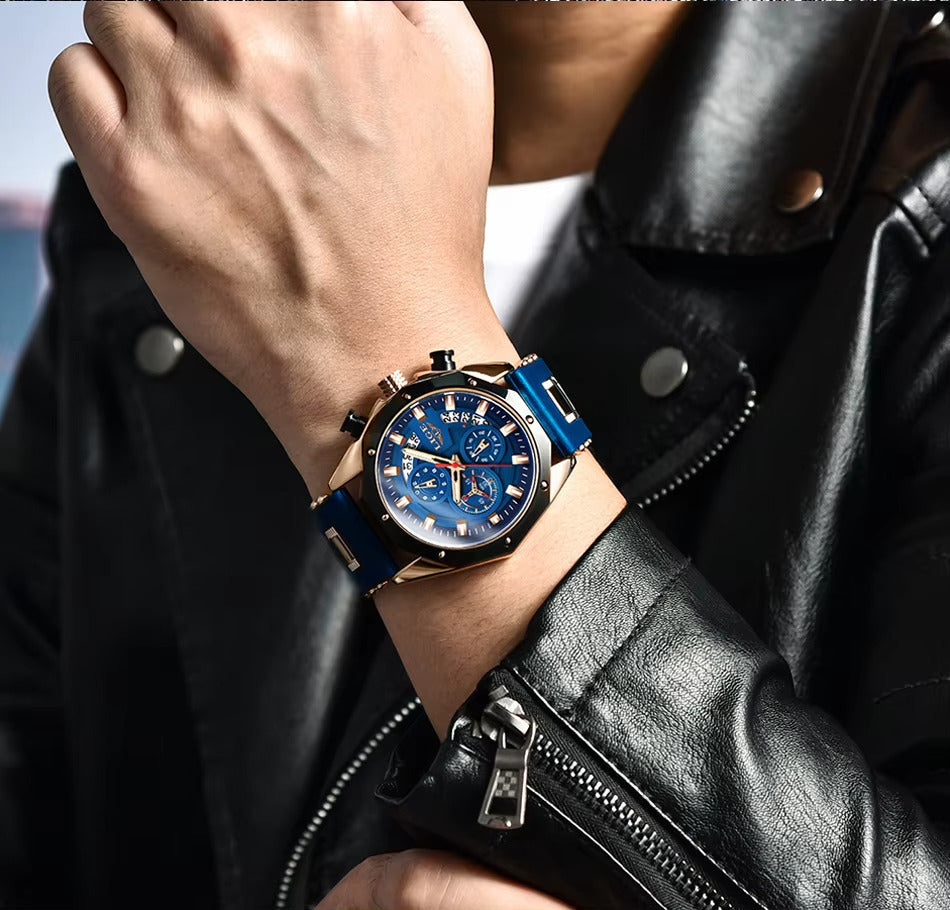 Relógio Masculino LIGE 8908 Esporte Aço inoxidável