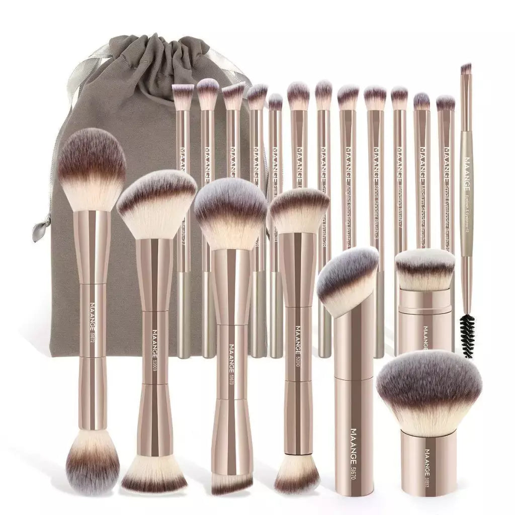 Kit 21 Pincéis de Maquiagem Profissional MAANGE com Bolsa