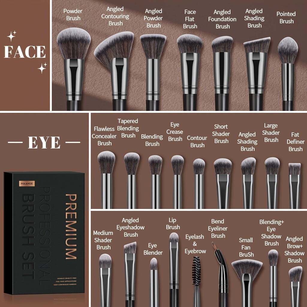 KIT 25 Pincéis Maquiagem Profissional MAANGE c Caixa