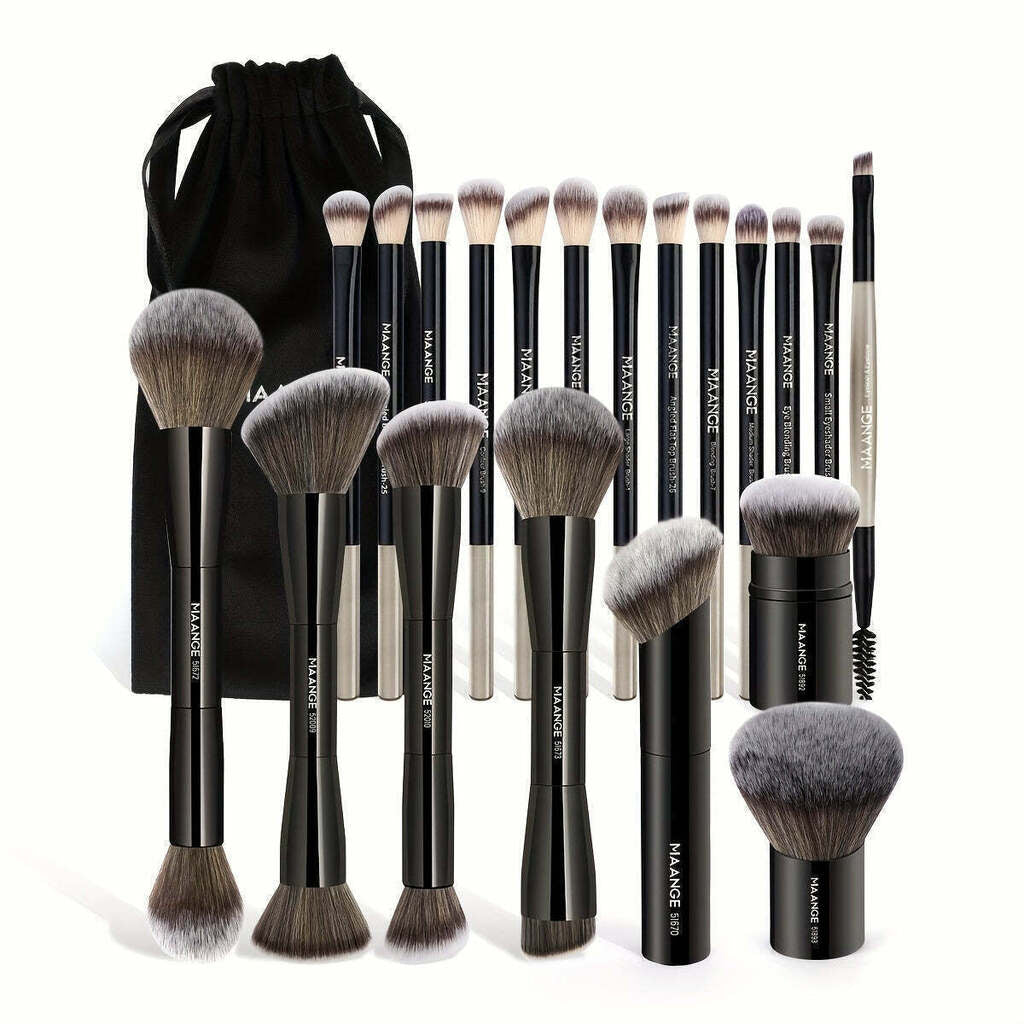 Kit 21 Pincéis de Maquiagem Profissional MAANGE com Bolsa