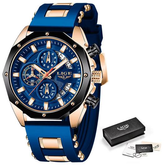 Relógio Masculino LIGE 8908 Esporte Aço inoxidável