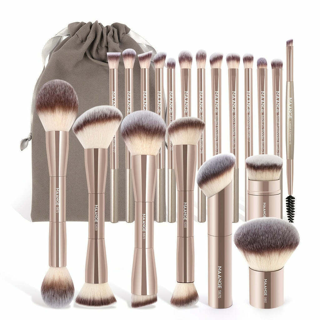 Kit 21 Pincéis de Maquiagem Profissional MAANGE com Bolsa