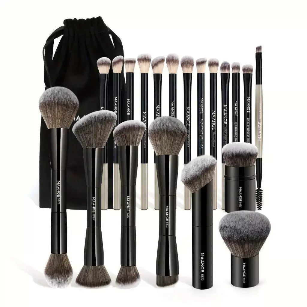 Kit 21 Pincéis de Maquiagem Profissional MAANGE com Bolsa