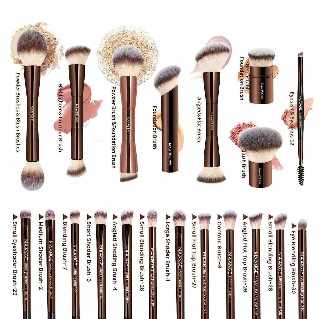 Kit 21 Pincéis de Maquiagem Profissional MAANGE com Bolsa