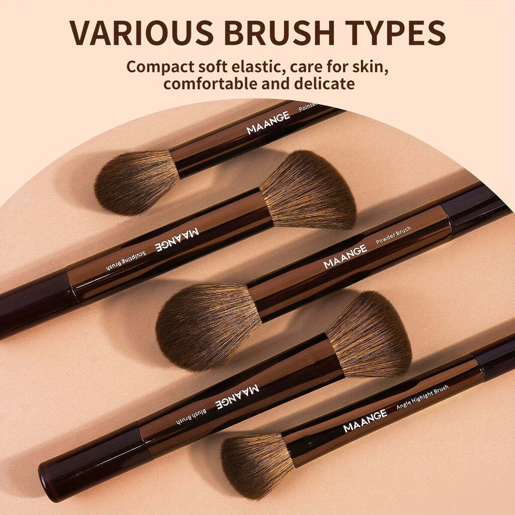 Kit 14 Pincéis Maquiagem MAANGE Base Sombra Corretivo Blush Premium