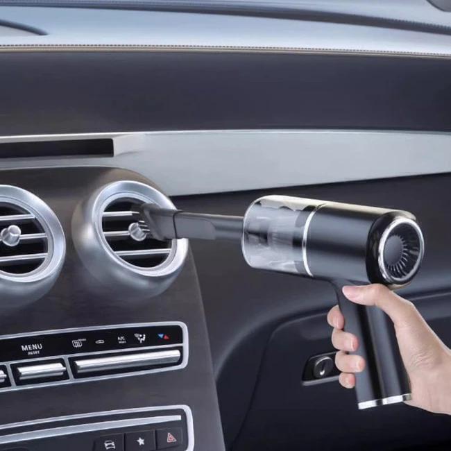 Mini Aspirador Portátil Ciclônico para Casa e Carro Potente Sucção com Duas Escovas