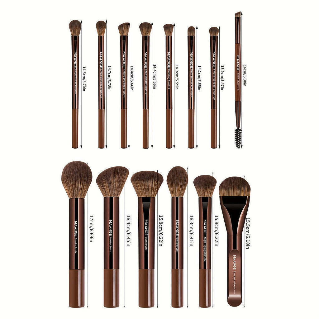 Kit 14 Pincéis Maquiagem MAANGE Base Sombra Corretivo Blush Premium