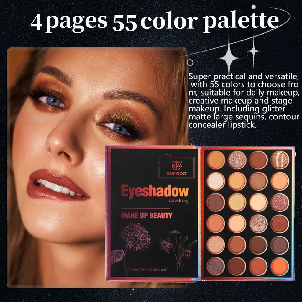 Kit Paleta 55 Cores Sombras Gloss Contorno Corretivo e Iluminador ElaShopp