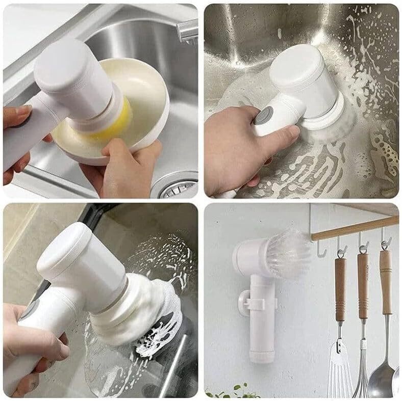 Escova Elétrica Giratória 5 em 1 Sem Fio Limpeza Completa e Portátil para Casa e Carro