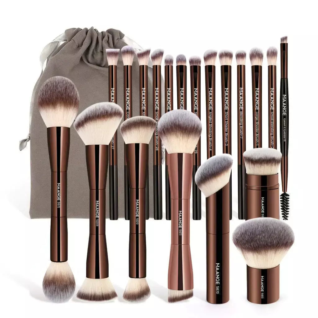 Kit 21 Pincéis de Maquiagem Profissional MAANGE com Bolsa