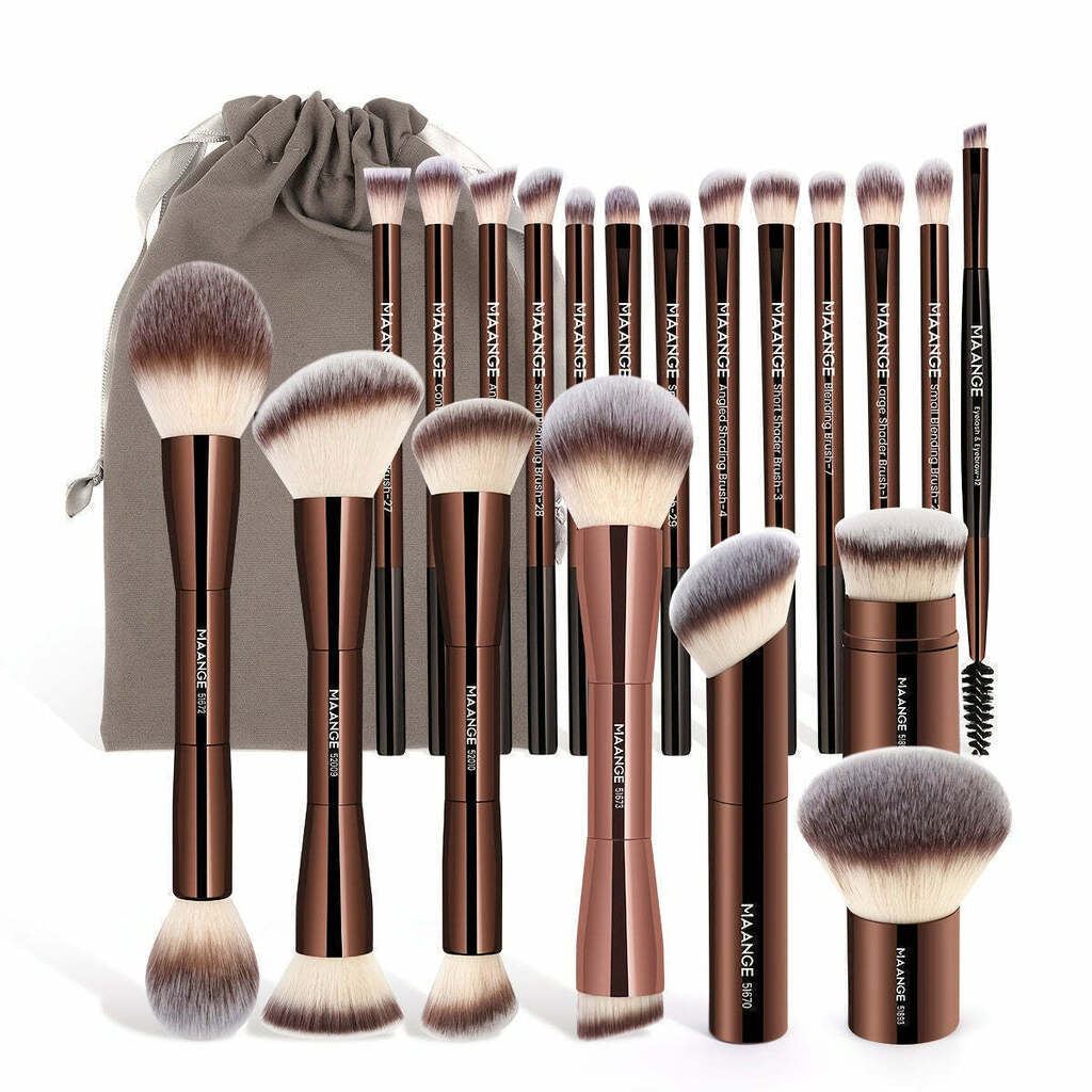 Kit 21 Pincéis de Maquiagem Profissional MAANGE com Bolsa