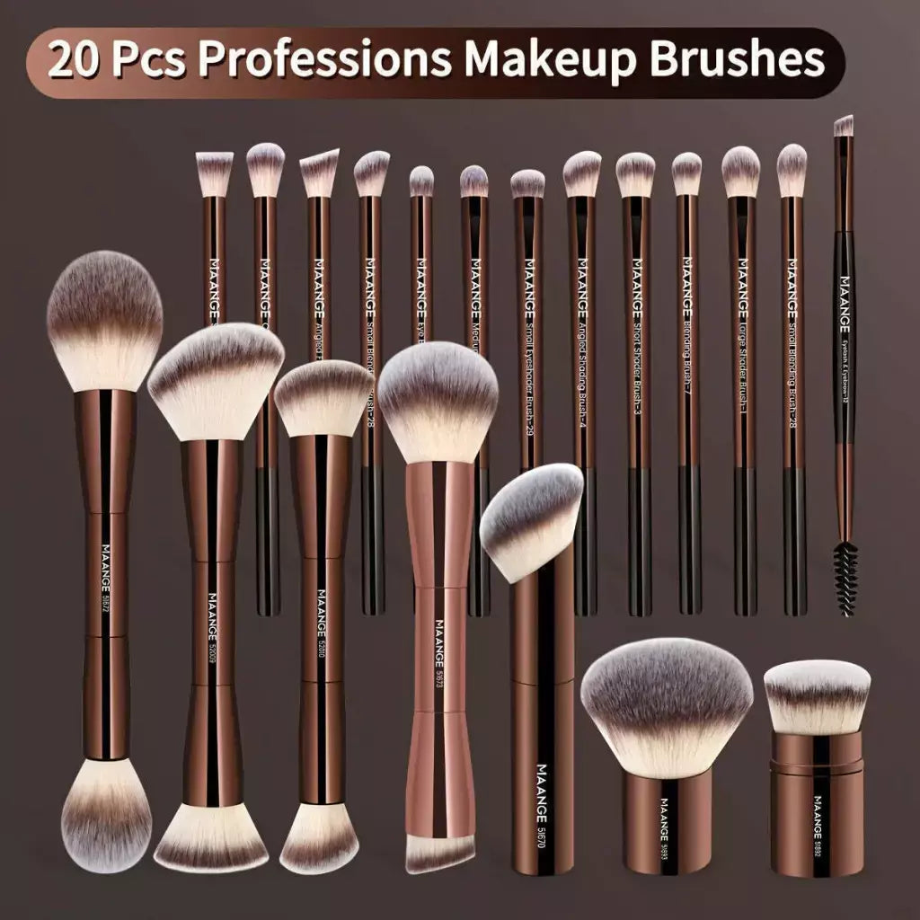 Kit 21 Pincéis de Maquiagem Profissional MAANGE com Bolsa