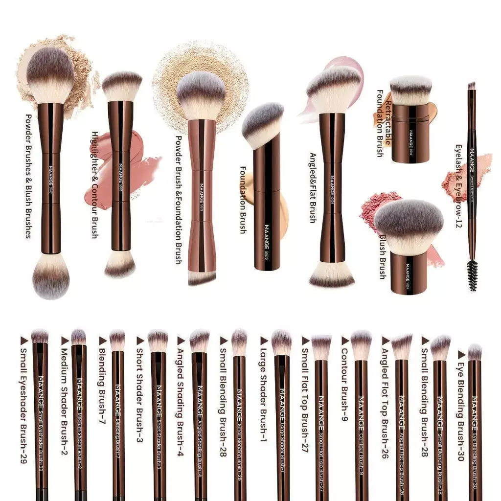 Kit 21 Pincéis de Maquiagem Profissional MAANGE com Bolsa
