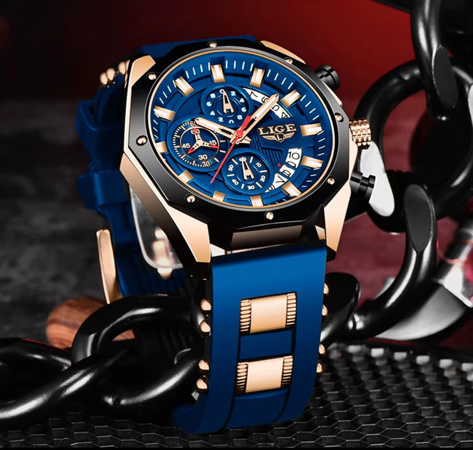 Relógio Masculino LIGE 8908 Esporte Aço inoxidável