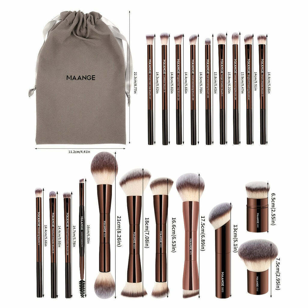 Kit 21 Pincéis de Maquiagem Profissional MAANGE com Bolsa