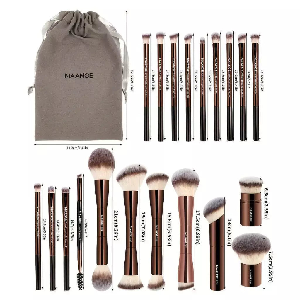 Kit 21 Pincéis de Maquiagem Profissional MAANGE com Bolsa