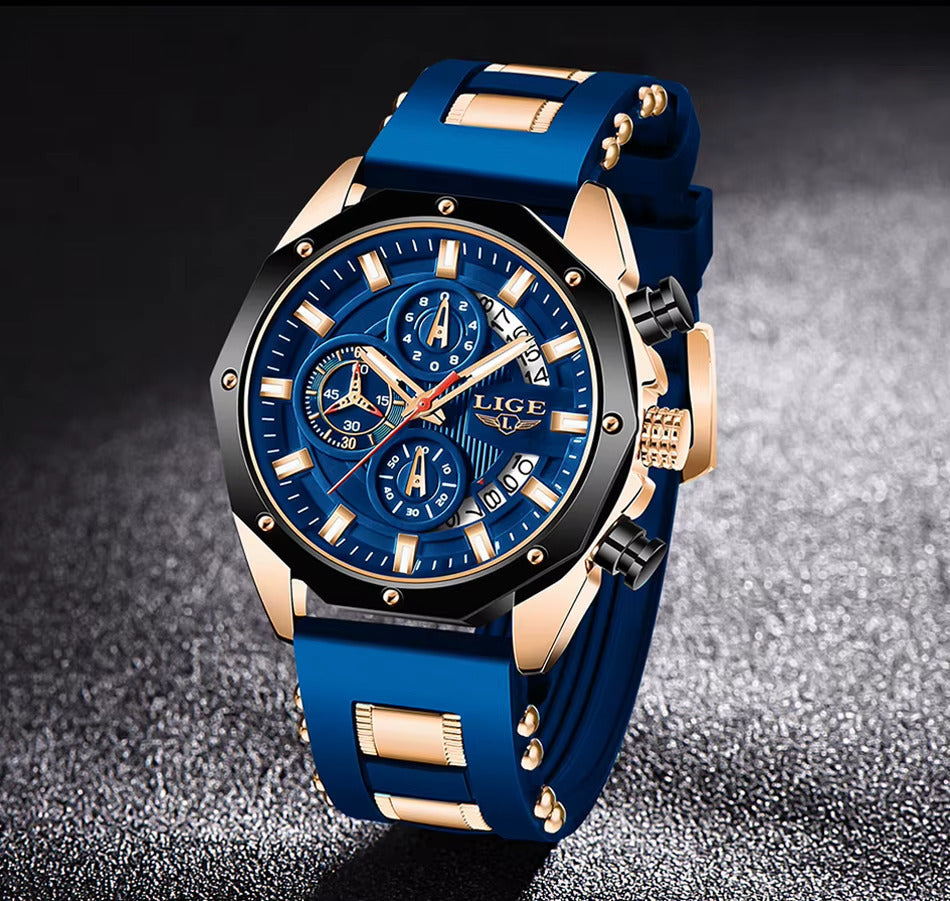Relógio Masculino LIGE 8908 Esporte Aço inoxidável
