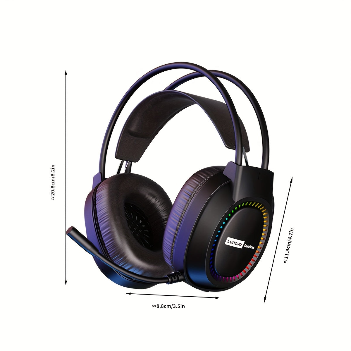 Fone de Ouvido Lenovo RGB  Headset para Jogos com Microfone e Cancelamento de Ruidos