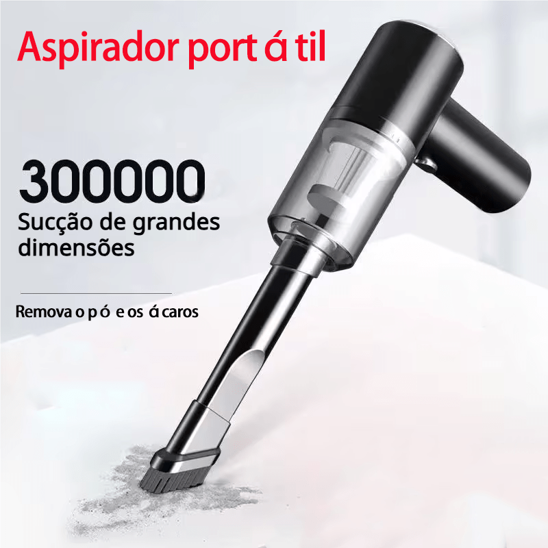 Mini Aspirador Porttil Ciclnico para Casa e Carro  Potente Suco com Duas Escovas